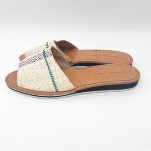 RACHEL COMEY Sandal Flats Plaid Raffia Weave Natural Woven Summer Peru Size 10.5